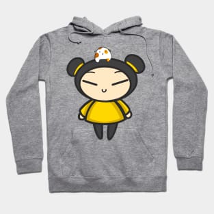 Yellow Pucca with a Guinea Pig Hoodie